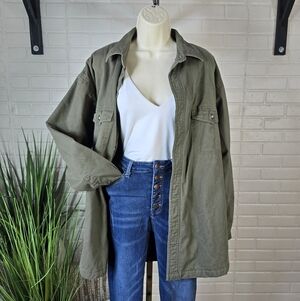 St Johns Bay Olive Green Barn Jacket Fleece Lined Large Extra Large